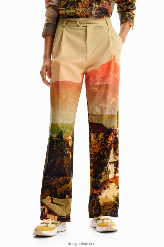 Desigual mujer metro. pantalon recto paisaje christian lacroix VZ26R068 ropa