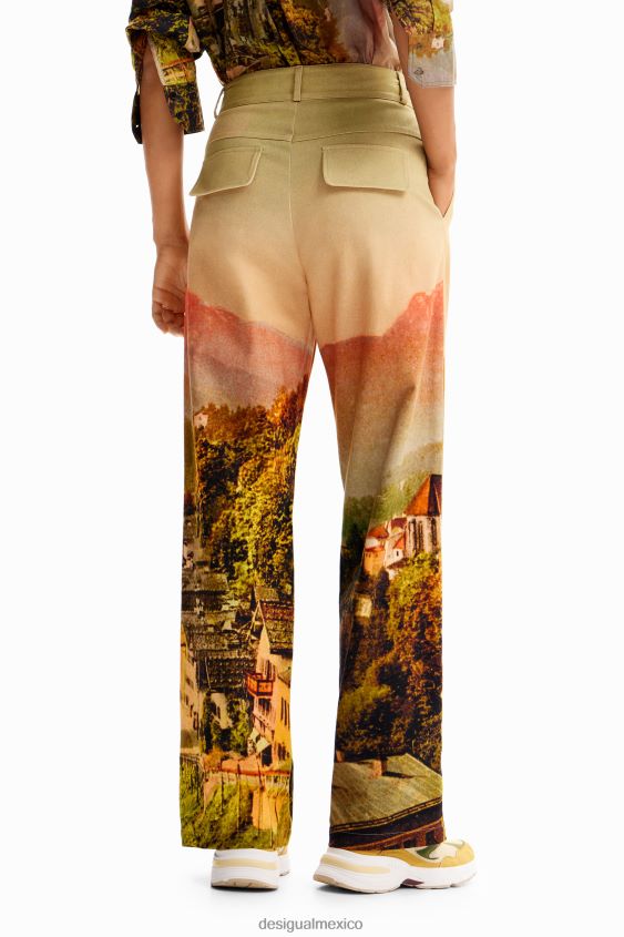Desigual mujer metro. pantalon recto paisaje christian lacroix VZ26R068 ropa