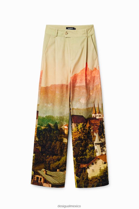 Desigual mujer metro. pantalon recto paisaje christian lacroix VZ26R068 ropa