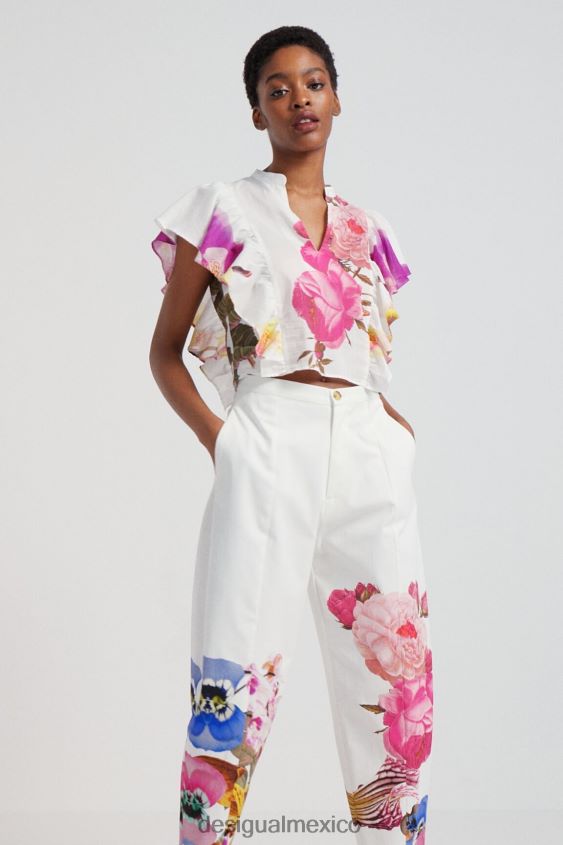 Desigual mujer metro. pantalones holgados con estampado floral de christian lacroix VZ26R0667 ropa