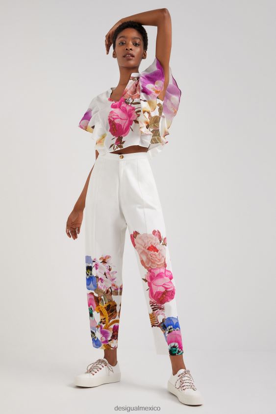 Desigual mujer metro. pantalones holgados con estampado floral de christian lacroix VZ26R0667 ropa