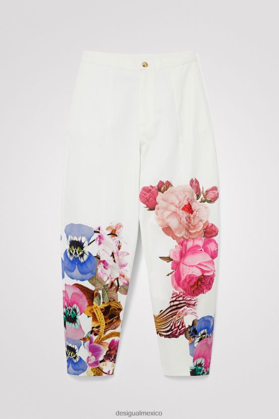 Desigual mujer metro. pantalones holgados con estampado floral de christian lacroix VZ26R0667 ropa