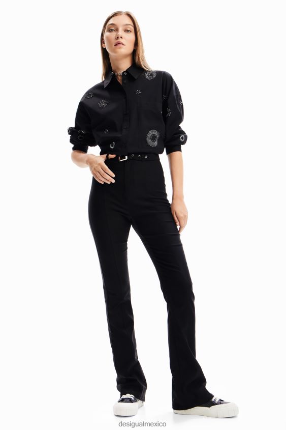 Desigual mujer pantalones acampanados con cinturón VZ26R0131 ropa