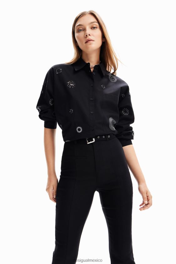 Desigual mujer pantalones acampanados con cinturón VZ26R0131 ropa