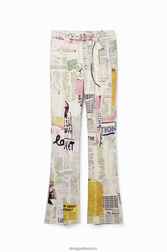 Desigual mujer pantalones acampanados de periódico VZ26R087 ropa