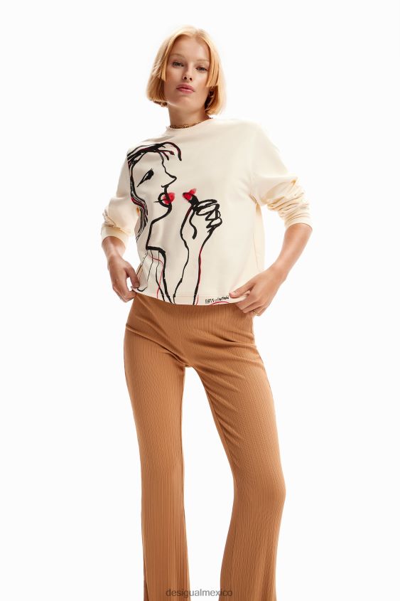 Desigual mujer pantalones acampanados elásticos VZ26R018 ropa