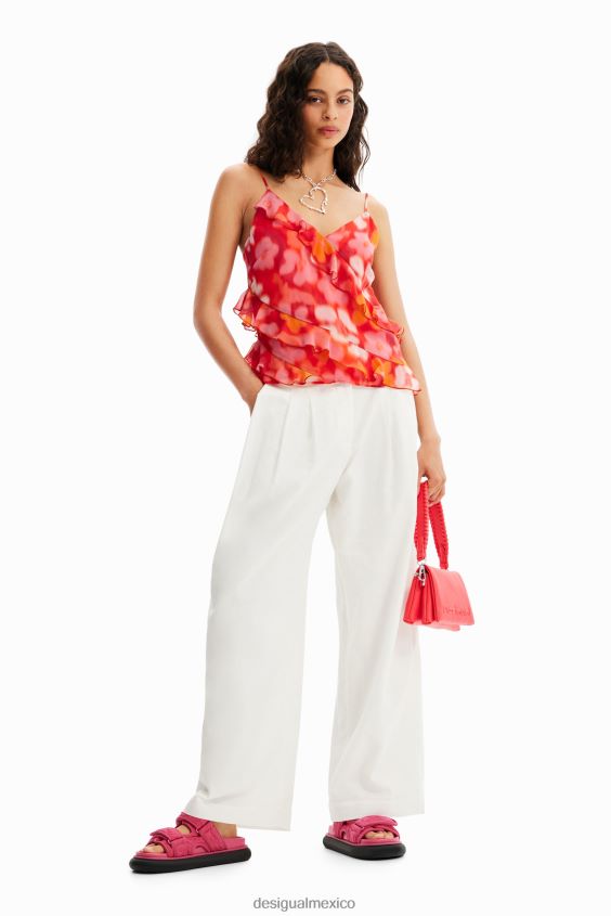 Desigual mujer pantalones anchos con pliegues VZ26R0460 ropa