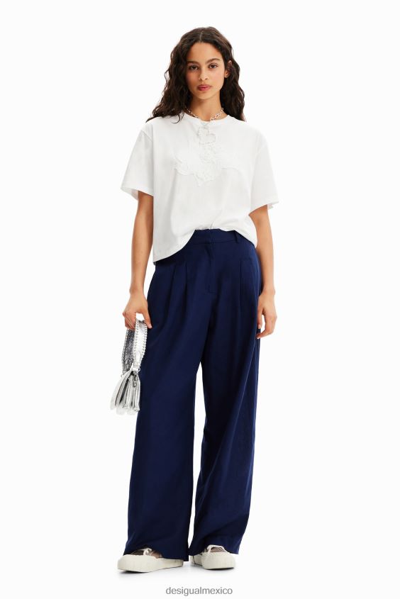 Desigual mujer pantalones anchos con pliegues VZ26R0466 ropa
