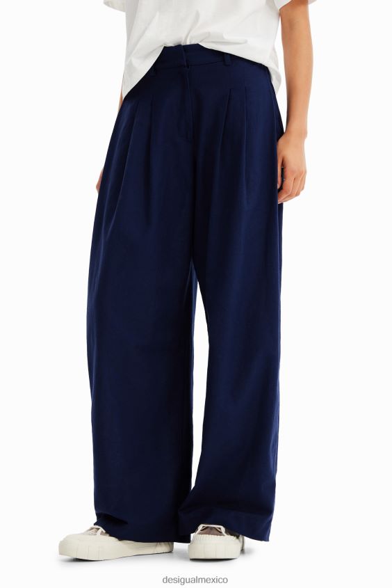 Desigual mujer pantalones anchos con pliegues VZ26R0466 ropa