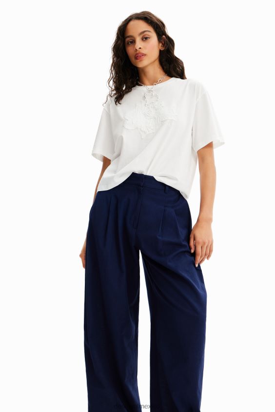 Desigual mujer pantalones anchos con pliegues VZ26R0466 ropa