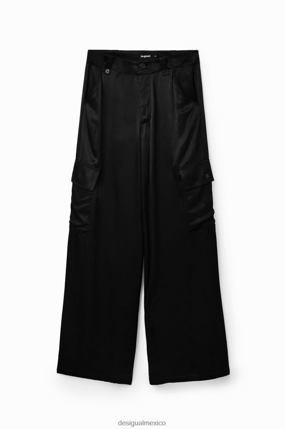 Desigual mujer pantalones cargo de satén con pernera ancha VZ26R0366 ropa