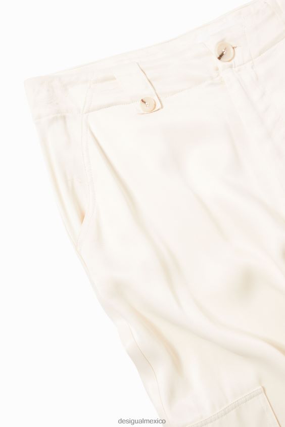 Desigual mujer pantalones cargo de satén con pernera ancha VZ26R0491 ropa