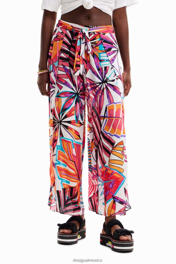 Desigual mujer pantalones con aberturas tropicales VZ26R0519 ropa