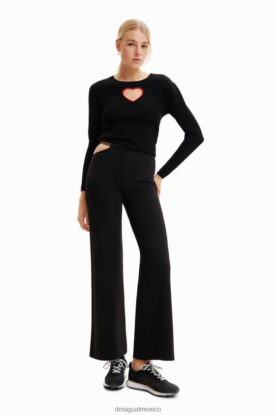 Desigual mujer pantalones con aberturas y cadenas VZ26R0353 ropa