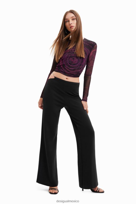 Desigual mujer pantalones con aberturas y cadenas VZ26R0687 ropa
