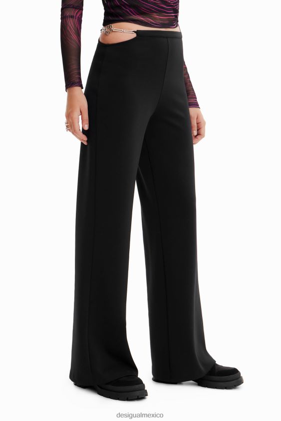 Desigual mujer pantalones con aberturas y cadenas VZ26R0687 ropa