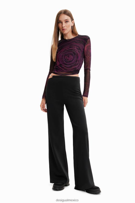 Desigual mujer pantalones con aberturas y cadenas VZ26R0687 ropa