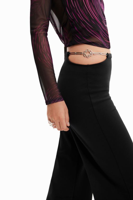 Desigual mujer pantalones con aberturas y cadenas VZ26R0687 ropa