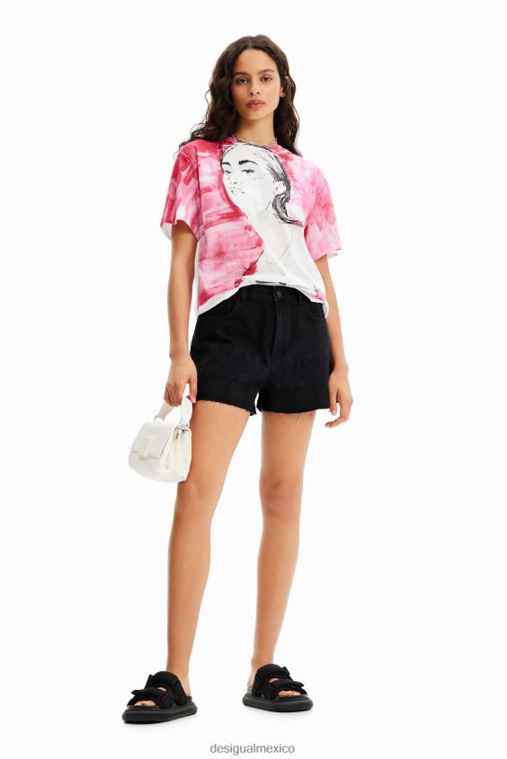 Desigual mujer pantalones cortos de mezclilla bordados VZ26R0323 ropa