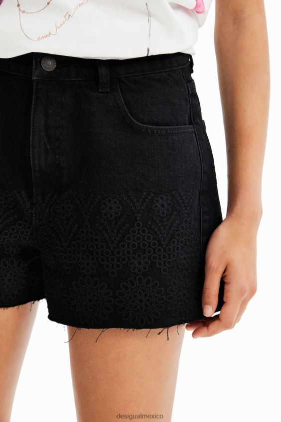 Desigual mujer pantalones cortos de mezclilla bordados VZ26R0323 ropa
