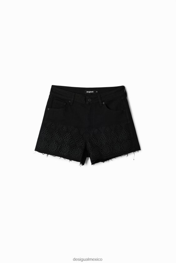 Desigual mujer pantalones cortos de mezclilla bordados VZ26R0323 ropa