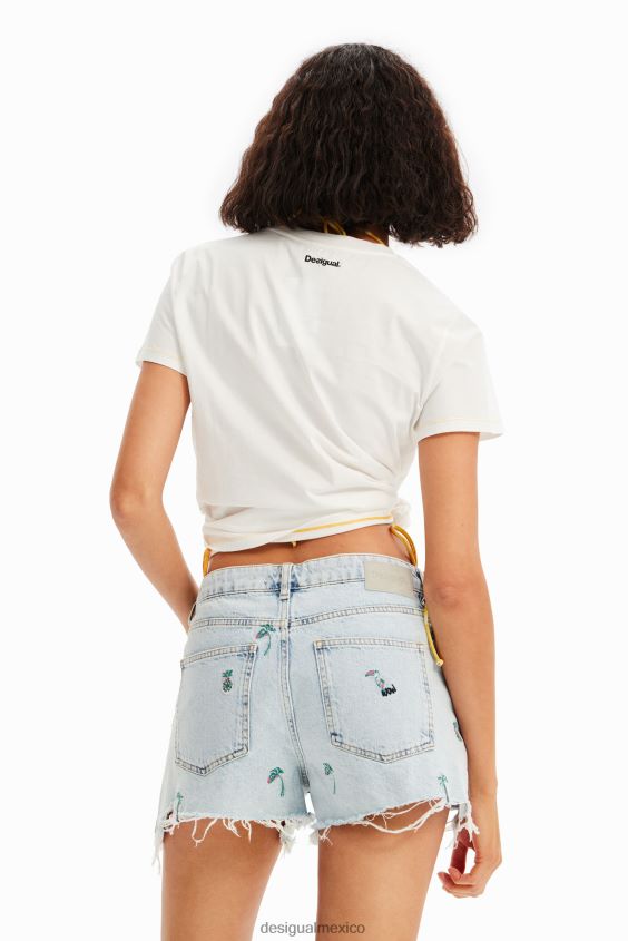 Desigual mujer pantalones cortos de mezclilla bordados VZ26R0484 ropa