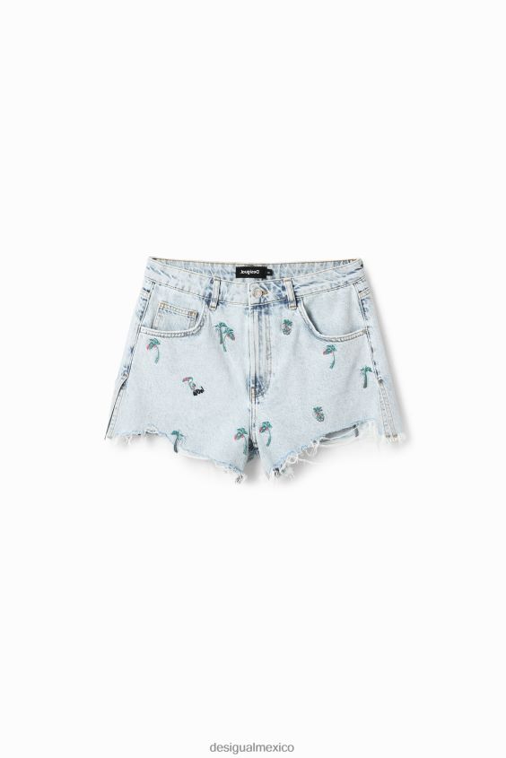 Desigual mujer pantalones cortos de mezclilla bordados VZ26R0484 ropa