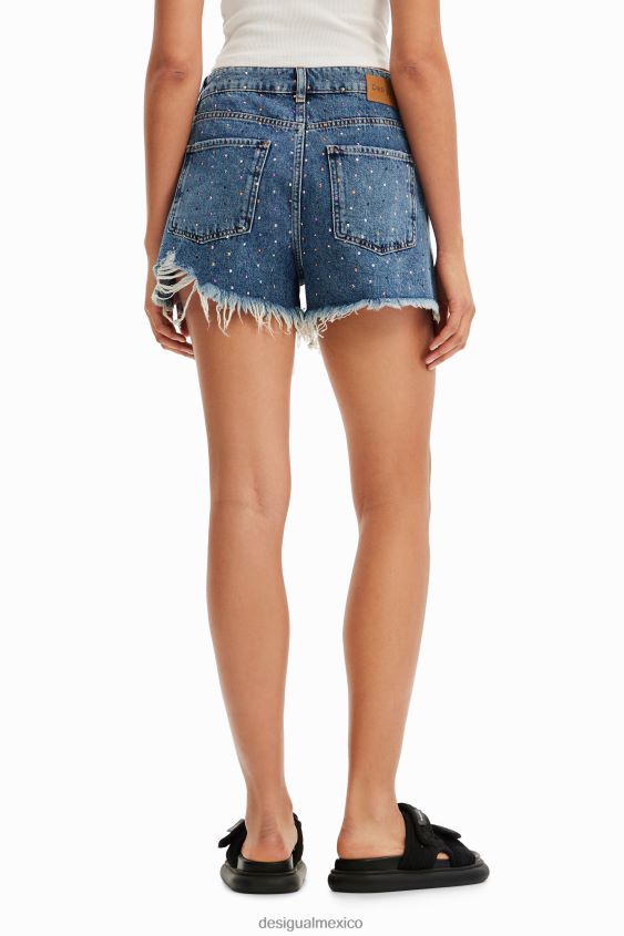 Desigual mujer pantalones cortos de mezclilla con tachuelas VZ26R0513 ropa