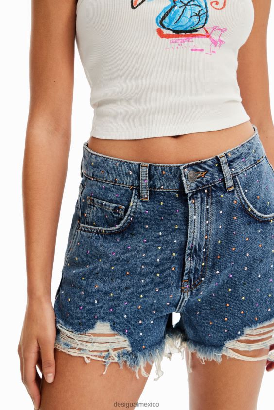 Desigual mujer pantalones cortos de mezclilla con tachuelas VZ26R0513 ropa