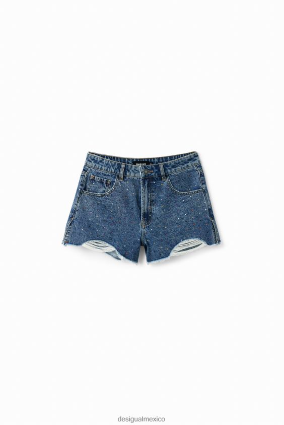 Desigual mujer pantalones cortos de mezclilla con tachuelas VZ26R0513 ropa