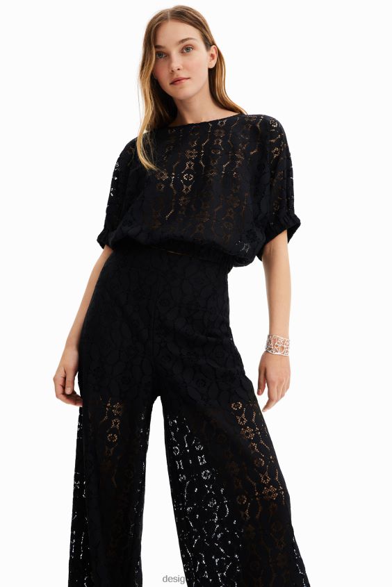 Desigual mujer pantalones de encaje transparente VZ26R0420 ropa