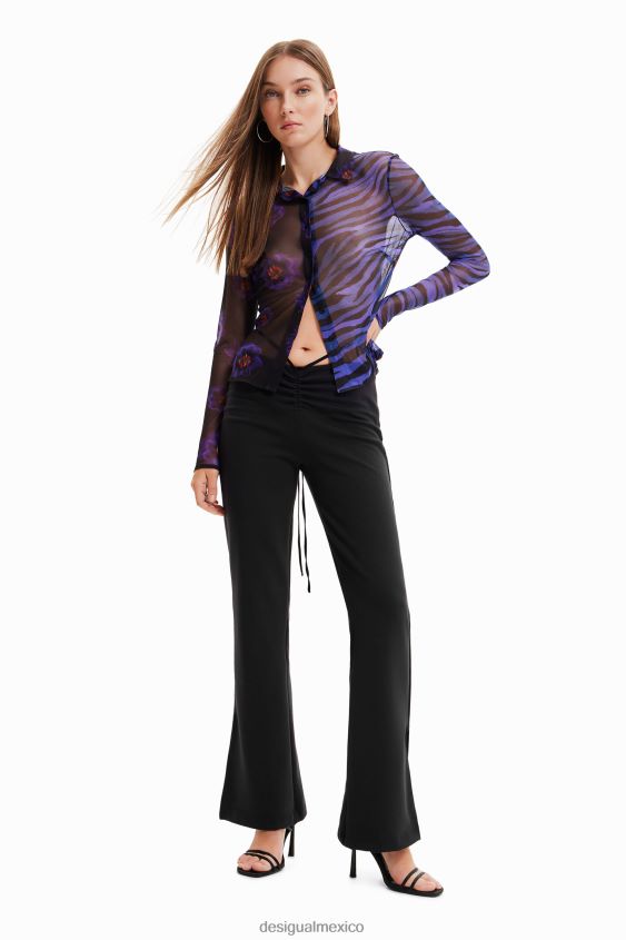 Desigual mujer pantalones fruncidos con lazos VZ26R0706 ropa