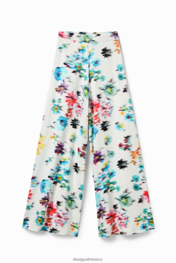 Desigual mujer pantalones largos con flores borrosas VZ26R0926 ropa