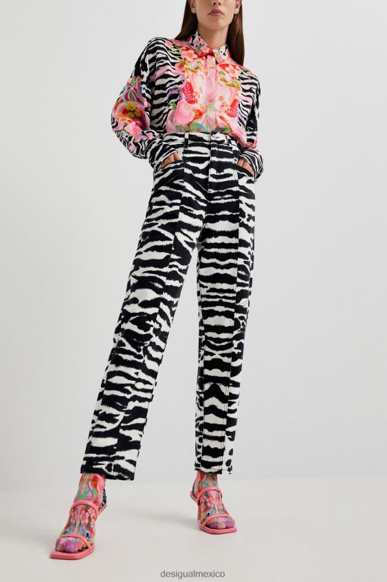 Desigual mujer pantalones largos de cintura alta VZ26R01034 ropa
