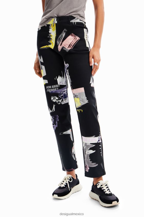Desigual mujer pantalones rectos collage VZ26R030 ropa