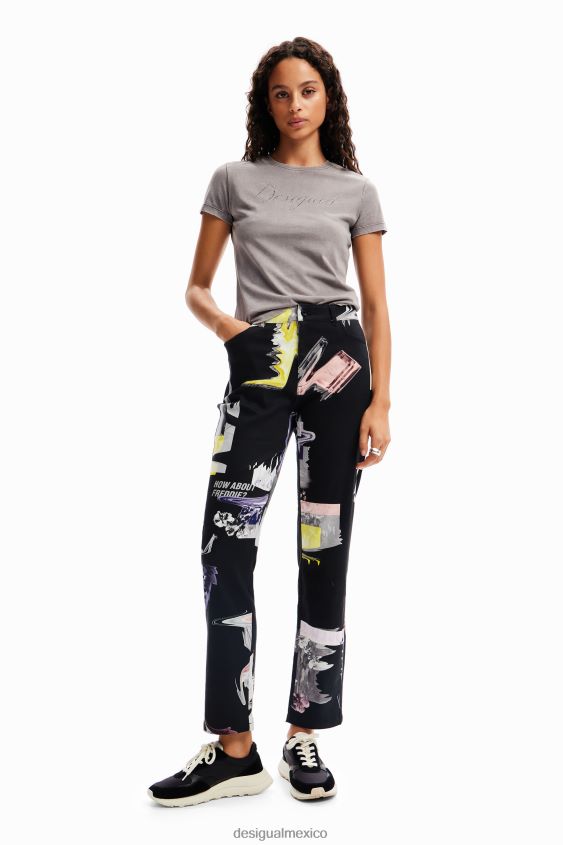 Desigual mujer pantalones rectos collage VZ26R030 ropa