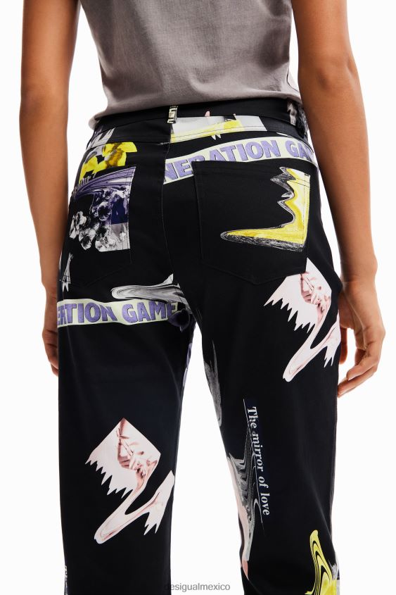 Desigual mujer pantalones rectos collage VZ26R030 ropa