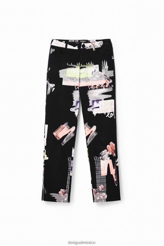 Desigual mujer pantalones rectos collage VZ26R030 ropa