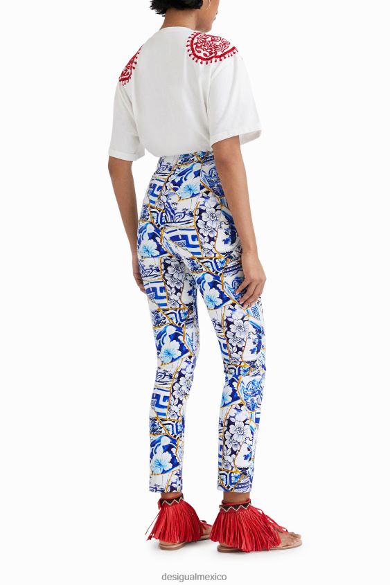 Desigual mujer pantalones slim con estampado stella jean VZ26R0875 ropa