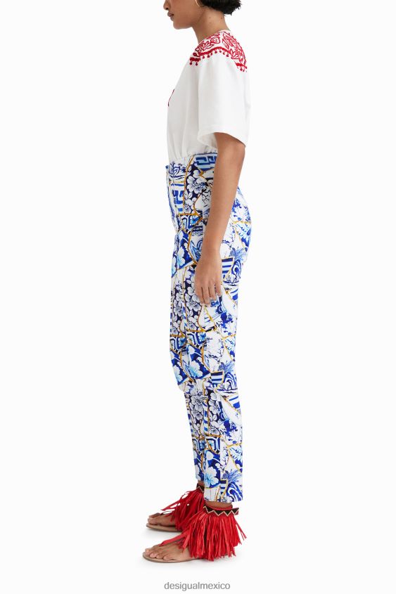 Desigual mujer pantalones slim con estampado stella jean VZ26R0875 ropa