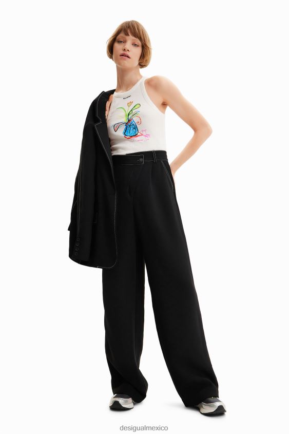 Desigual mujer pantalones torcidos con pliegues VZ26R0876 ropa