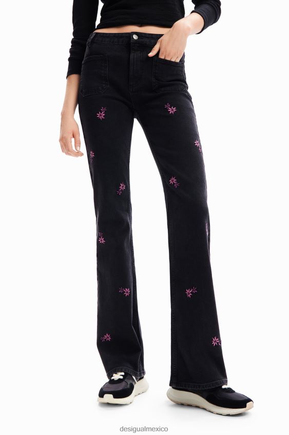 Desigual mujer vaqueros acampanados florales VZ26R0223 ropa