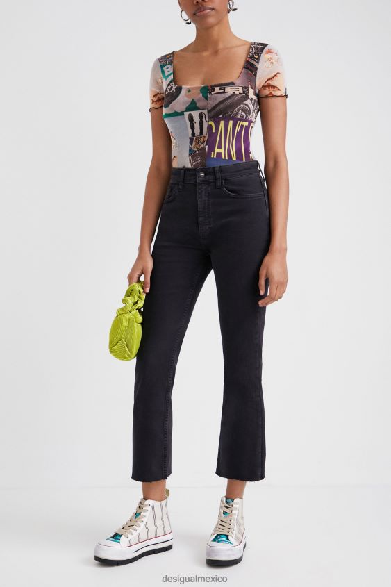 Desigual mujer vaqueros acampanados hasta el tobillo VZ26R01026 ropa