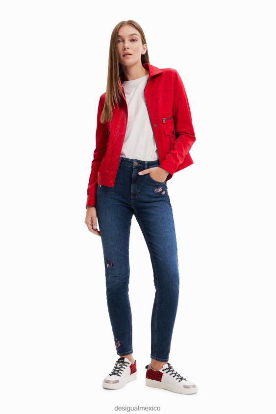 Desigual mujer vaqueros pitillo push-up con flores bordadas VZ26R0564 ropa