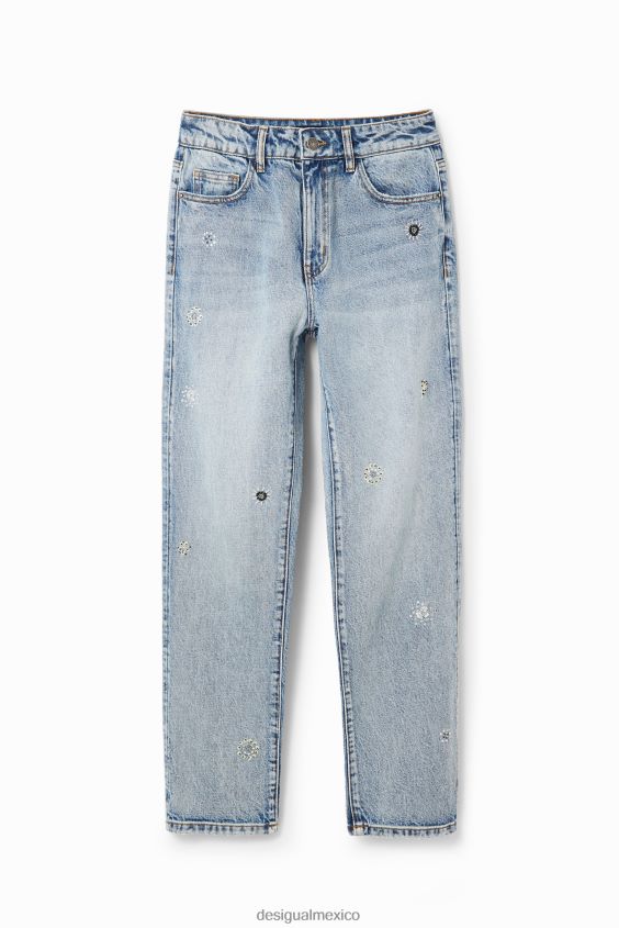 Desigual mujer vaqueros rectos con aplicaciones VZ26R060 ropa