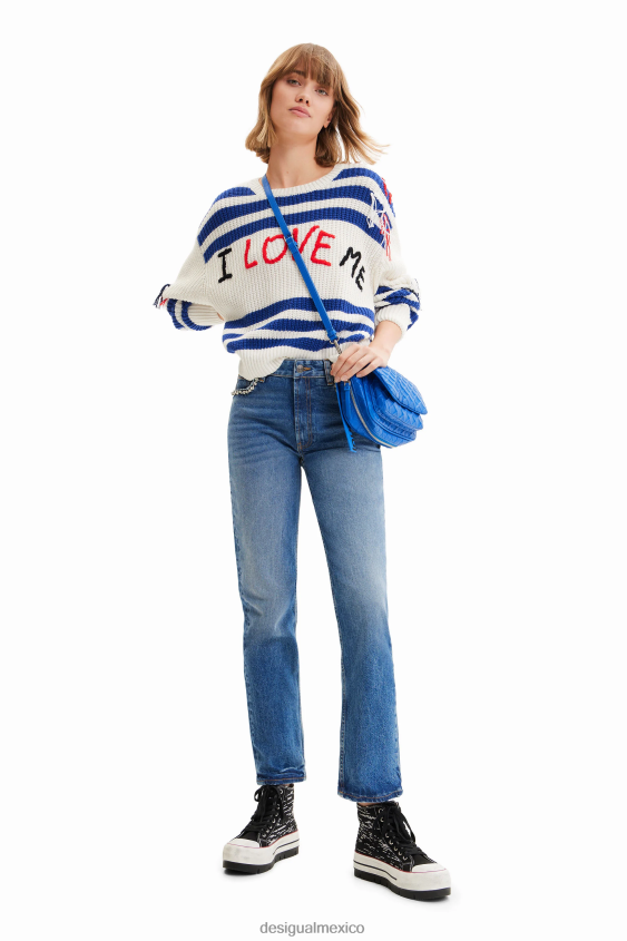 Desigual mujer vaqueros rectos con detalle de strass VZ26R0698 ropa