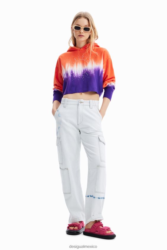 Desigual mujer sudadera con capucha corta con efecto tie-dye y strass VZ26R0458 ropa
