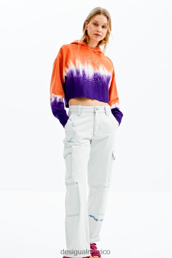 Desigual mujer sudadera con capucha corta con efecto tie-dye y strass VZ26R0458 ropa