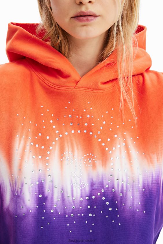 Desigual mujer sudadera con capucha corta con efecto tie-dye y strass VZ26R0458 ropa