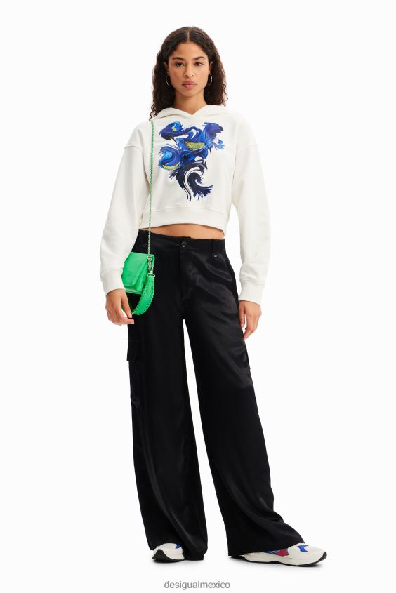 Desigual mujer sudadera con capucha corta y artística VZ26R0830 ropa
